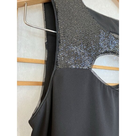 BCBGMaxAzria Bianca Top Black Chiffon & Sequined Eyelet, Blouse XXSmall - Picture 9 of 13